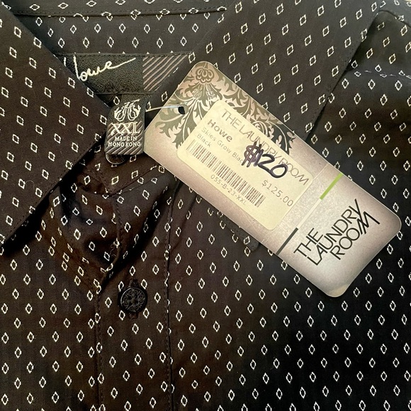 The Laundry Room Howe Men’s Black w/White Detail Long Sleeve Button Dress Shirt - Picture 8 of 13